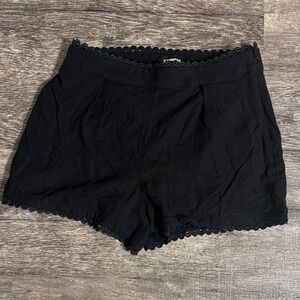 Express Black High Waist Lace Trim Shorts